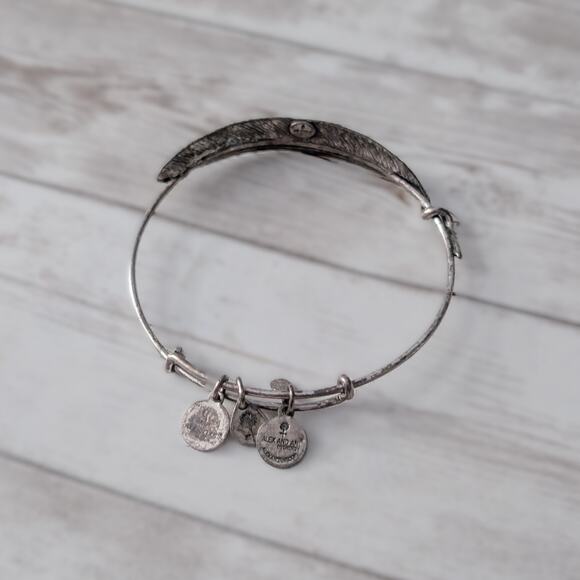Alex & Ani Dark Silver Tone / Grey Feather Bracelet - Heavy Tarnish - Picture 4 of 5